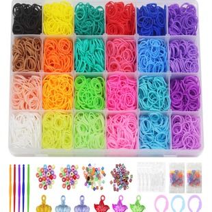 Large 24-Grid DIY Rainbow Rubber Band Tool Set, Rubber Bands for Handmade Combinations, Colorful and Fun Educational Development