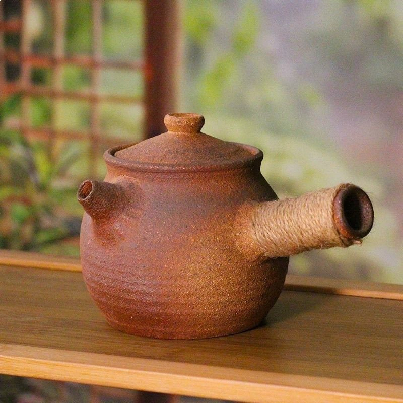 云南烤茶罐干烧粗陶侧把烤茶罐土陶烤奶茶罐罐罐茶围炉煮茶壶热卖