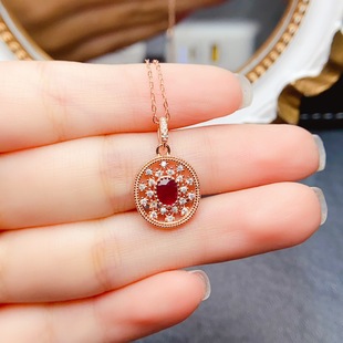 New natural ruby pendant S925 silver inlaid main stone 4*5mm Joker net red explosions women's jewelry wholesale
