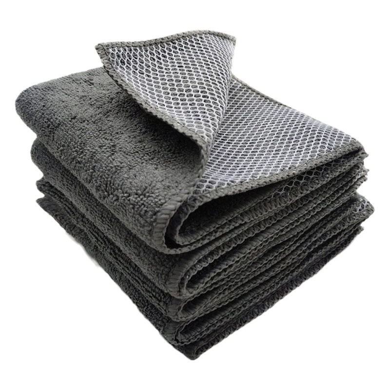 Microfibra engrosada hilo de algodón paño de plato Toalla de malla de doble cara trapo perezoso cocina plato toalla estropajo
