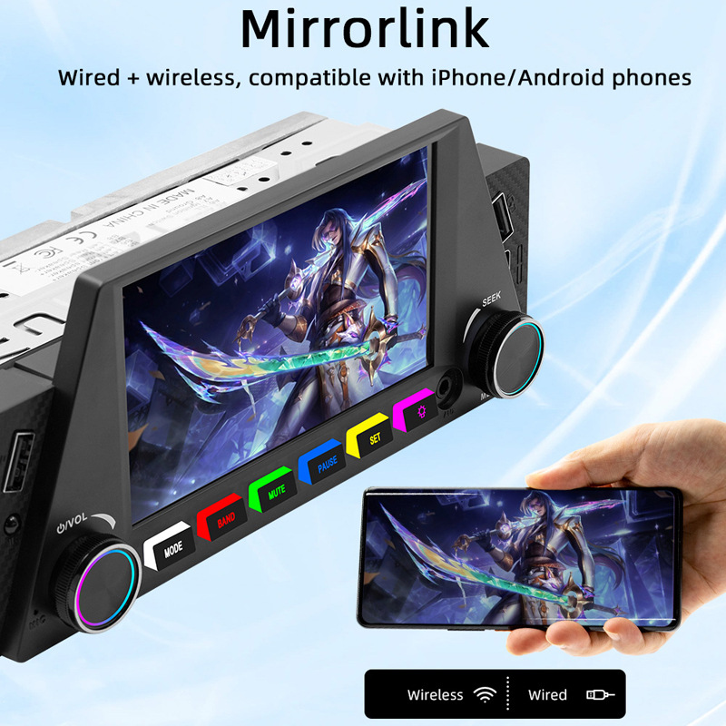 4.7 inch wireless carplay single spindle car mp5 player multimedia bluetooth card central control navigation 12V