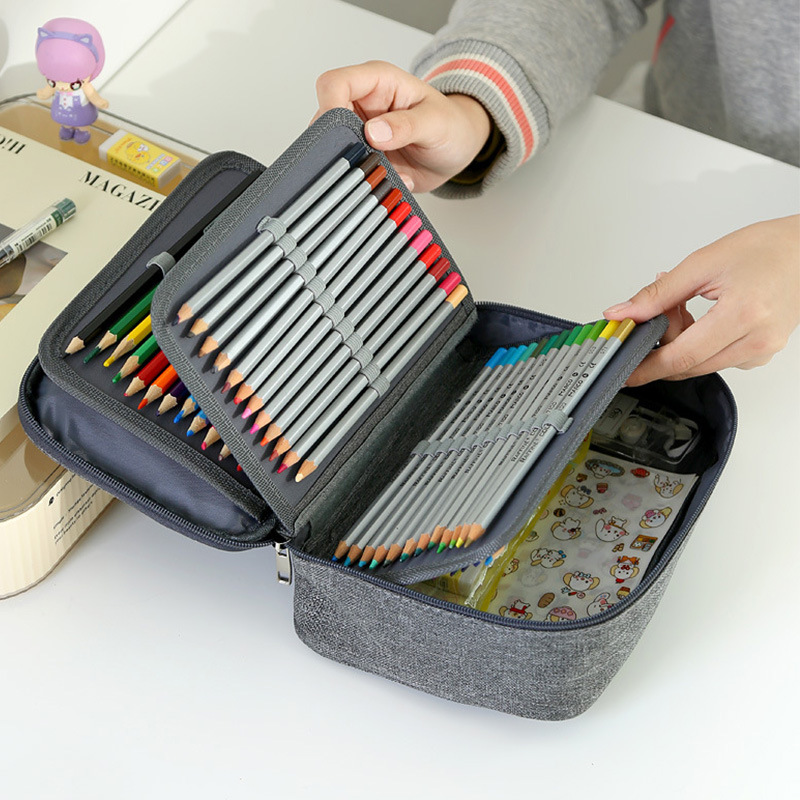 Nuevo estuche para lápices de arte de 72 agujeros, cortina para bolígrafos, bolsa de almacenamiento de bolígrafo de dibujo poroso de gran capacidad, caja de papelería de lápiz de dibujo al por mayor