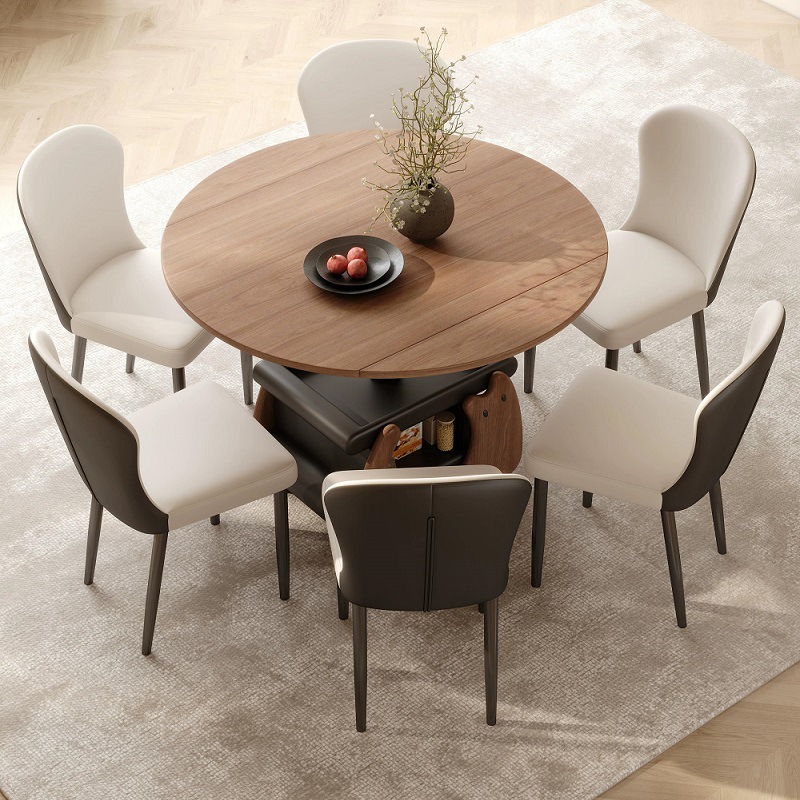 Mesa de centro nórdica multifuncional ajustable, modelo 2026, para apartamentos pequeños, mesa de comedor minimalista, mesa de centro plegable extensible de doble uso.