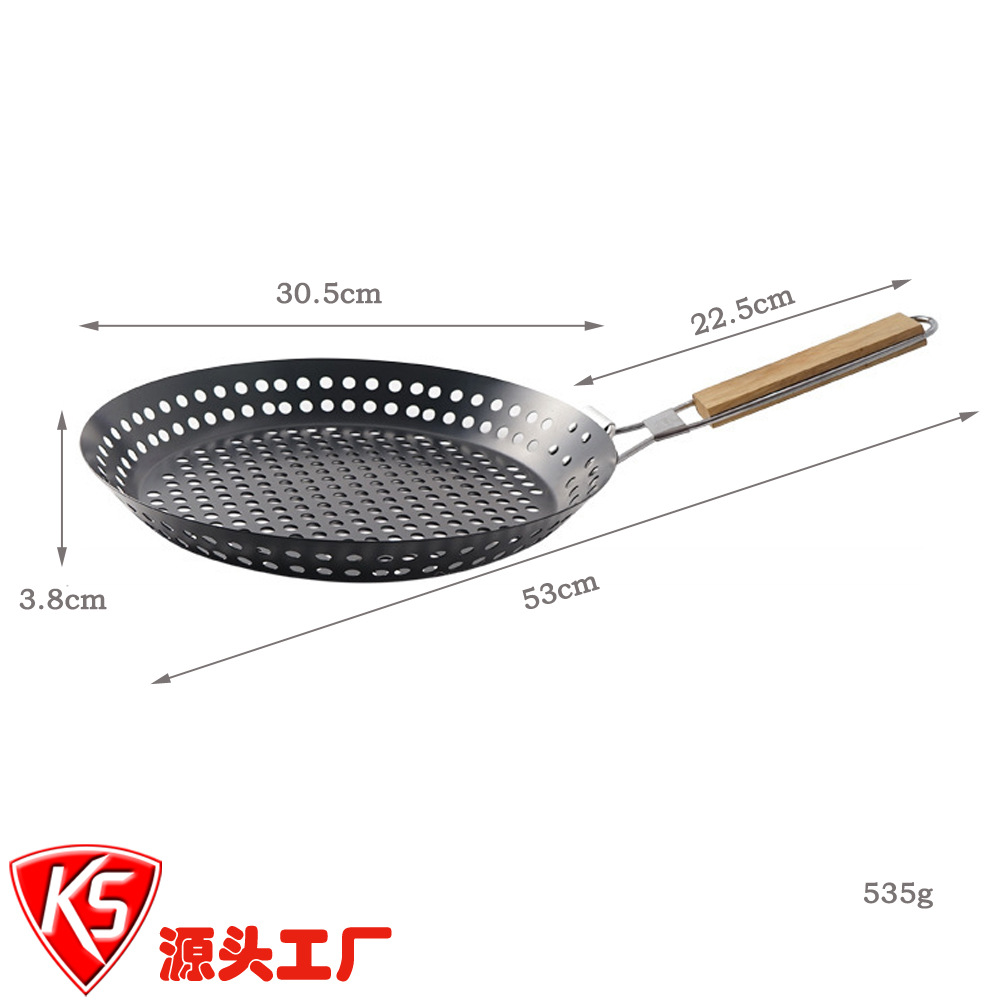 Placa de parrilla redonda de madera plegable en stock, placa de parrilla antiadherente coreana al aire libre, herramientas de parrilla de carne portátil y verduras