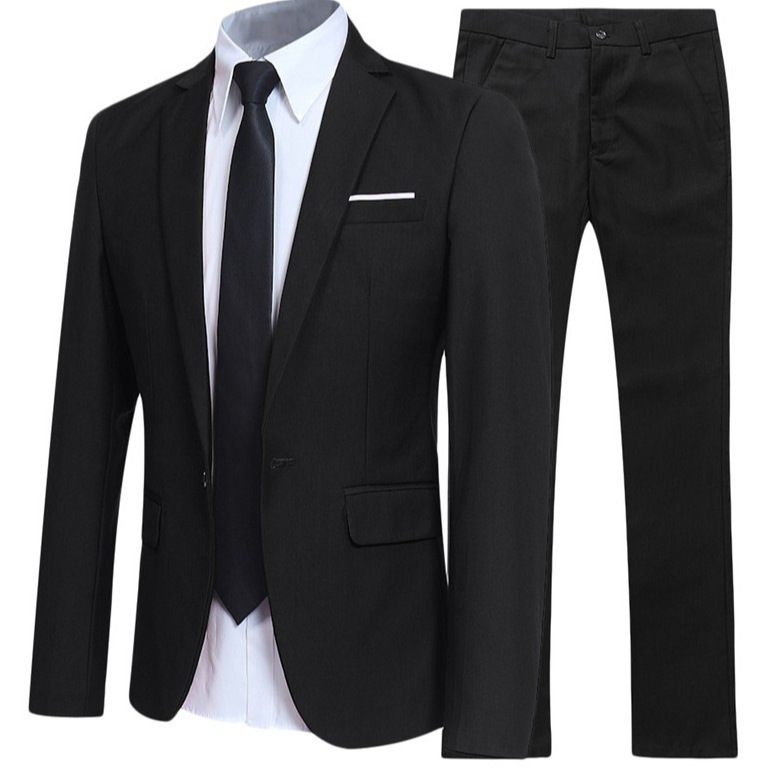 Men's Suit Korean-style Plaid Business Casual Two-piece Groom Small Suit Professional Dress Wedding Dress Men's Suit Korean-style Plaid Business Casual Two-piece Groom Small Suit Professional Dress Wedding Dress