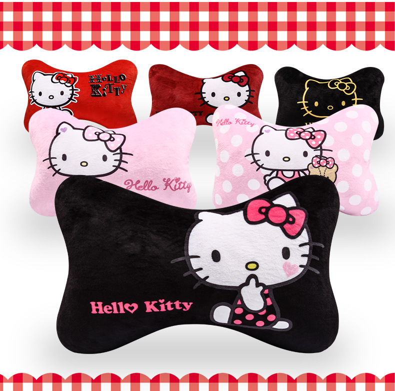 Hellokitty Car Pillow Cute Cartoon Car Headrest Neck Pillow Popular Leather Pillow Bone Pillow for Women