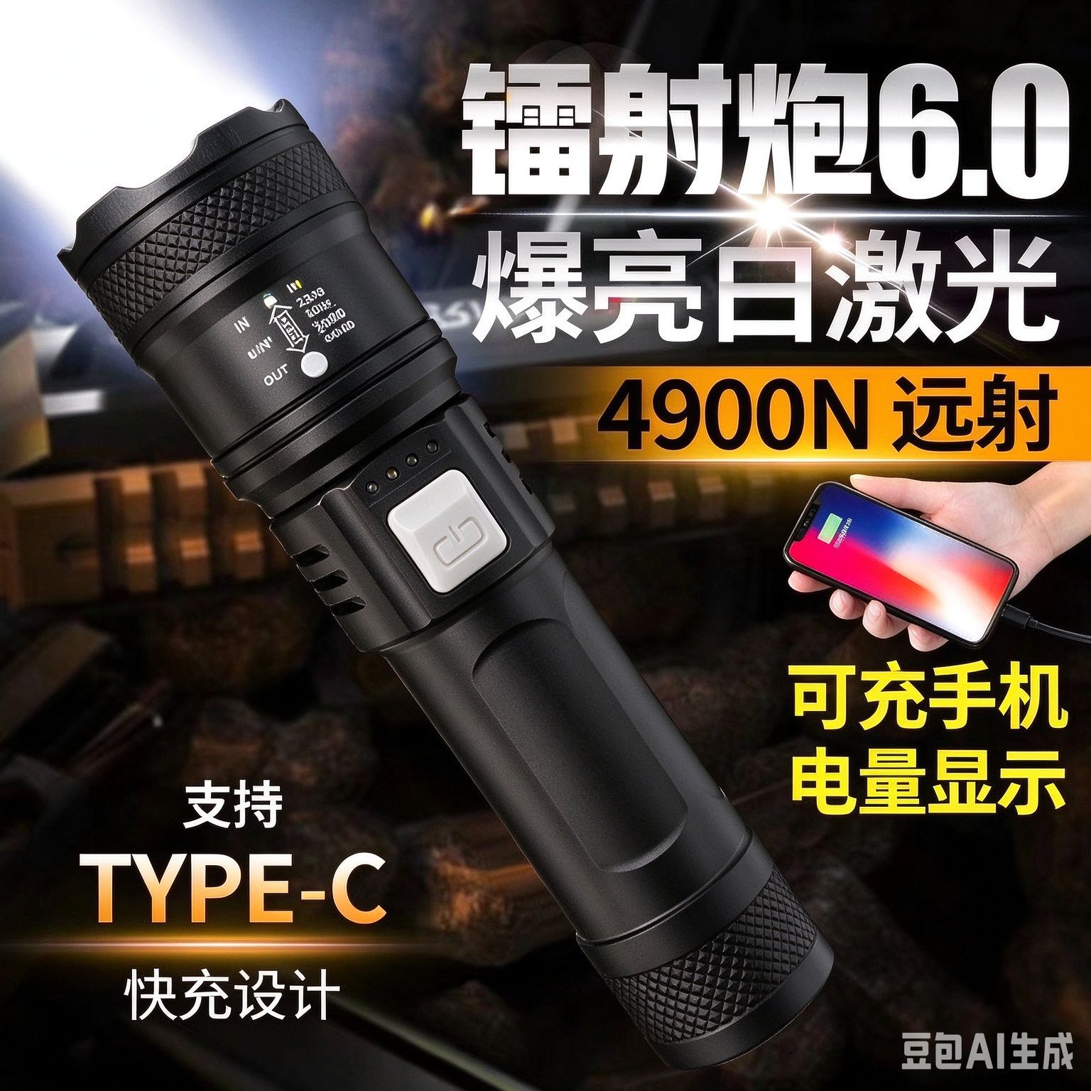 SL23010 Plastic Flashlight - TYPE-C Charging Cable