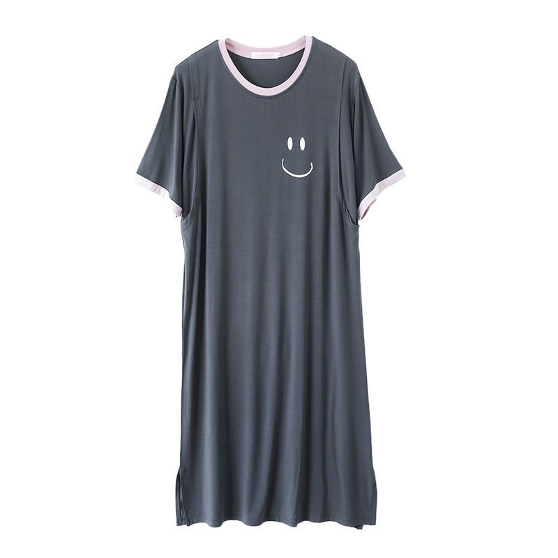 授乳ワンピース妊婦の産後夏の薄い授乳パジャマの中の長い家庭服はモーダルスカートに外出します。|undefined
