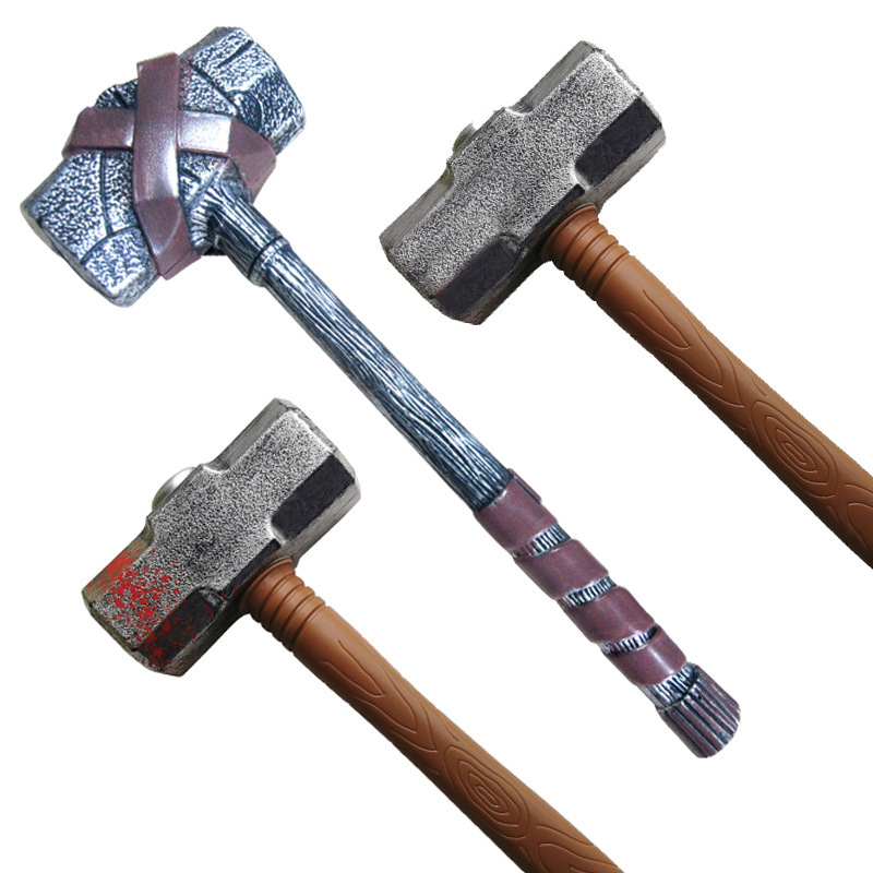 Cross-Border Halloween Real Hammer with Blood Hammer Decoration Props Film and Television Shooting Plastic Long Handle Hammer