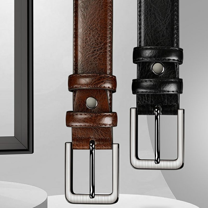 Cinturón de cuero de los hombres hebilla cinturón de piel de vaca de negocios casual de mediana edad y ancianos cinturón de jeans de estilo coreano joven