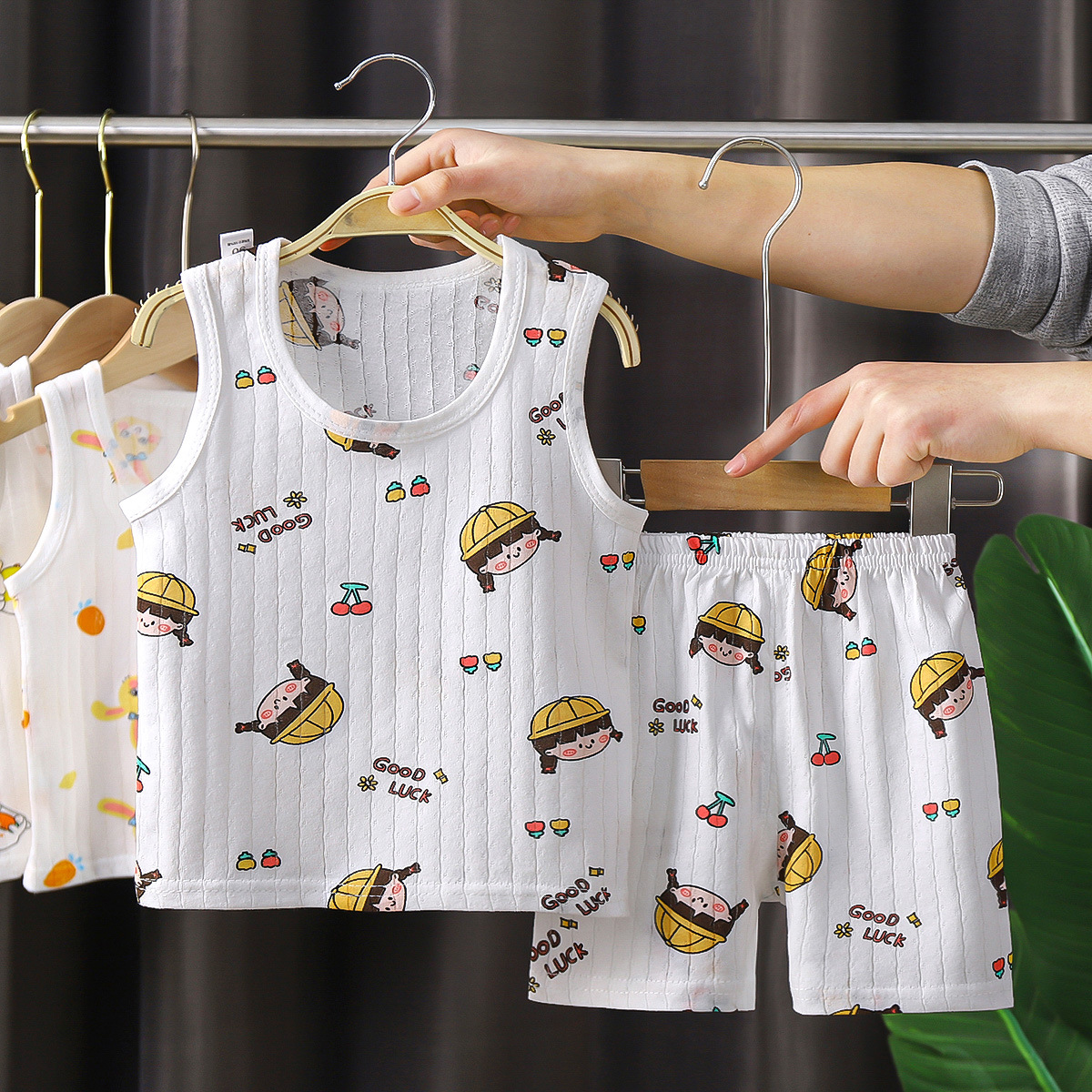 2024 nuevos niños chaleco traje de verano algodón niños sin mangas niñas pantalones cortos ropa de algodón traje de bebé