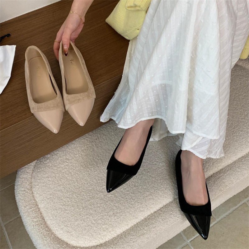 Ve & La French Temperament Height 3cm Single Shoes Women's 2025 Spring New Pin-on Pointed Mary Jane Shoes Women