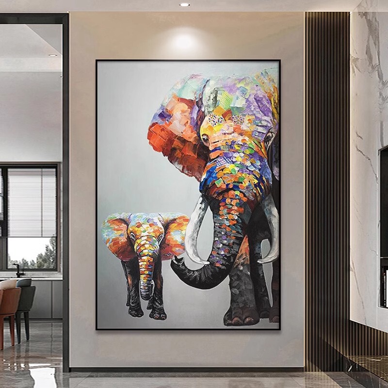 象大芬村油絵玄関吊り絵抽象リビングルーム装飾絵画モダンライト高級玄関廊下通路|undefined