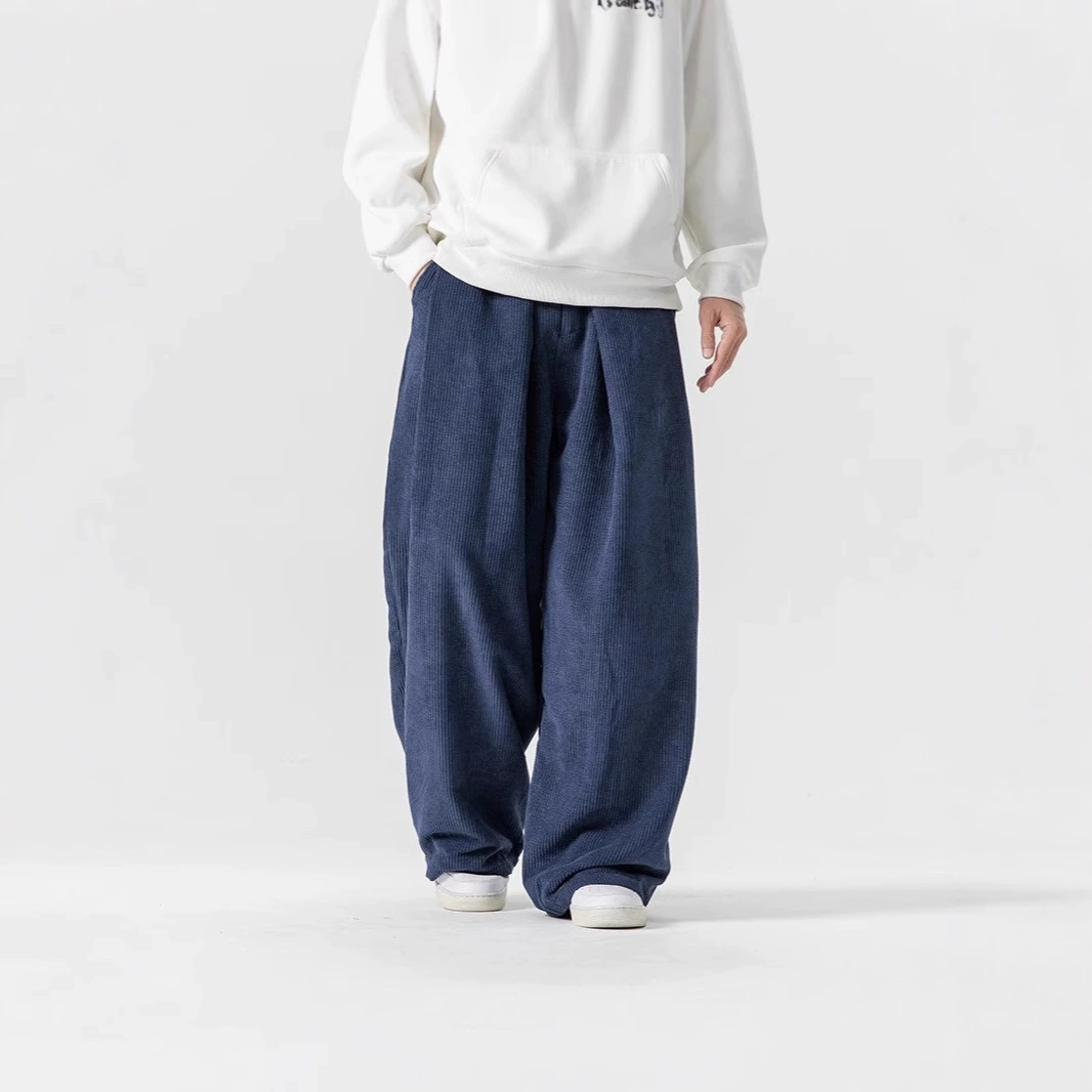 2024 Осень и зима большой размер китайский стиль ретро вельветы повседневные брюки прямые широкие брюки