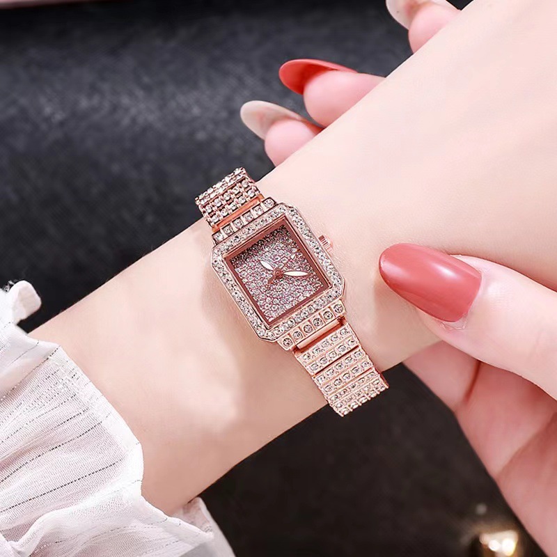 Orologio da donna di vendita calda, orologio al quarzo con diamanti quadrati in cristallo lucido, adatto per scatola regalo, orologio da studente alla moda, tutto in uno_voghion.com