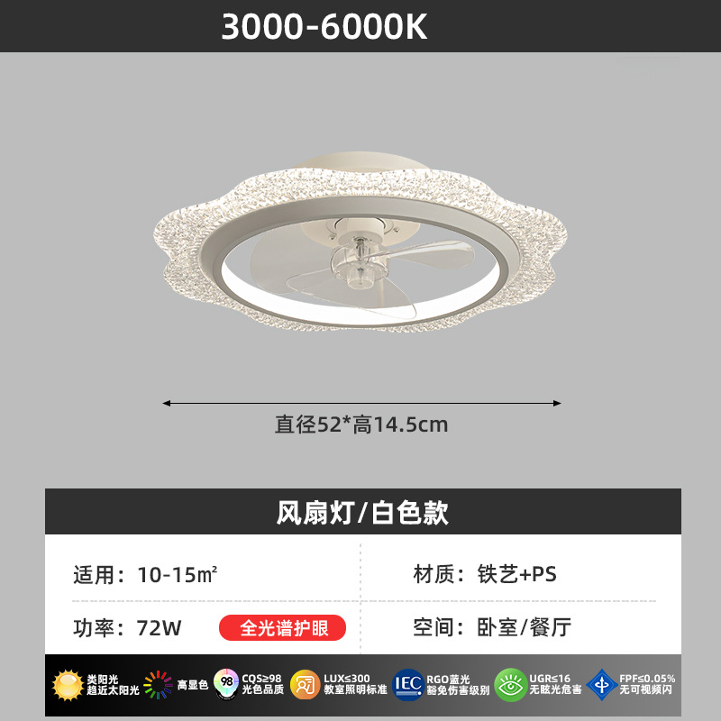 Luz de ventilador blanca 52cm