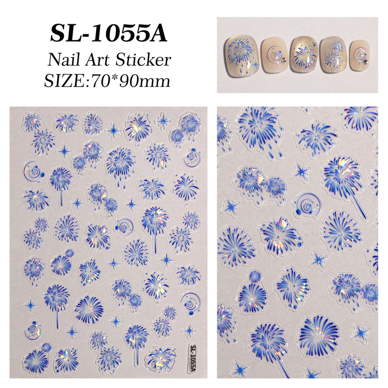 花火クリスマスボールネイルアートステッカー 5D レリーフ立体シェルライトクリスマス花火ネイルステッカージュエリー SL スタイル|undefined
