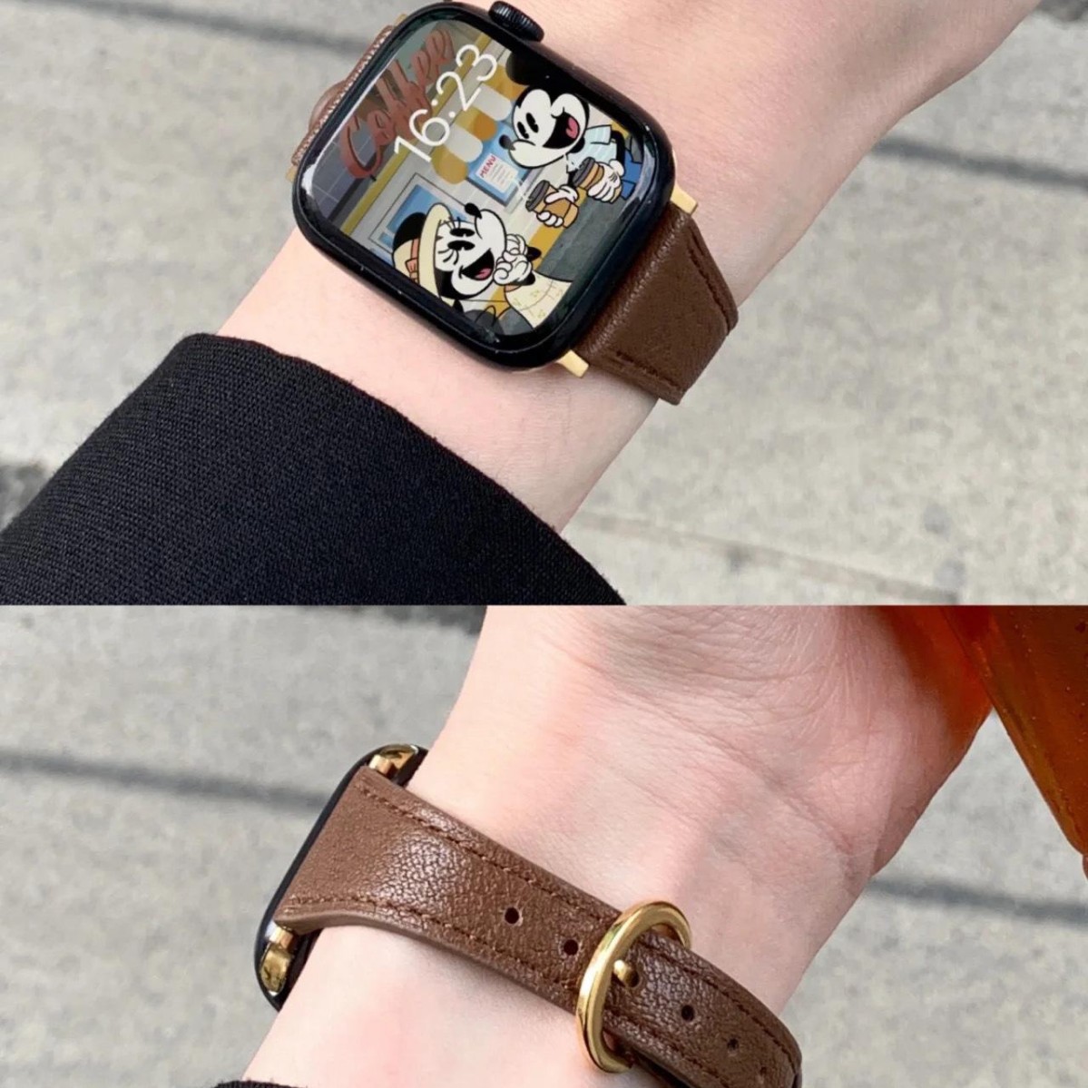 Small Horseshoe Buckle, Exquisite and High-End Leather Strap, Suitable for Apple Watch 9, Apple Watch iWatch 11Se