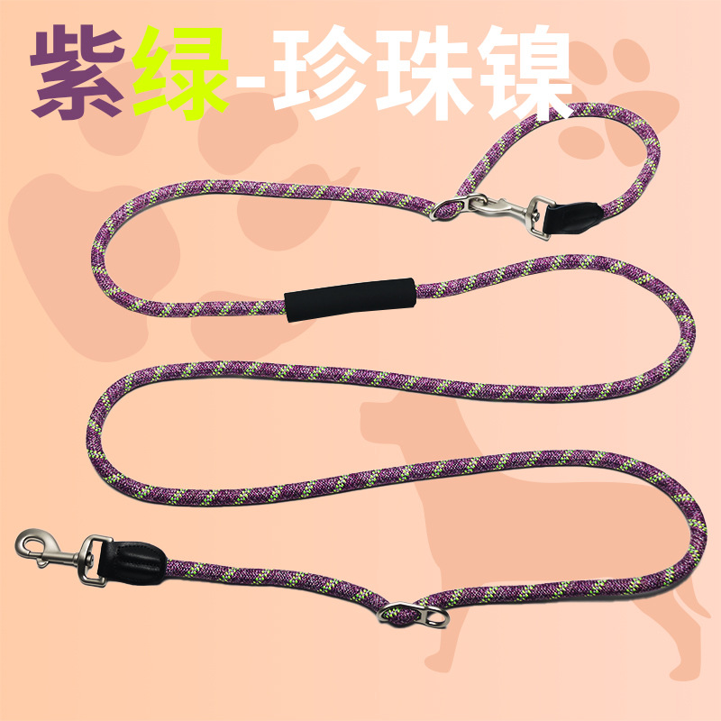 Correa de perro de doble cabeza de algodón y lino reflectante transfronterizo nuevo con agarre multifuncional crossbody cintura correa de correr