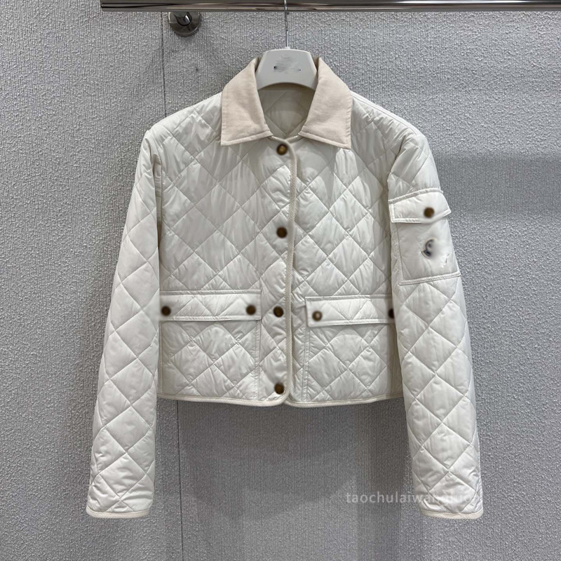 纯色菱格翻领长袖棉服 减龄少女风百搭短款夹棉小外套秋 ZW62720|undefined