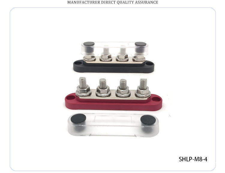 Car Accessories Small Vehicle-Mounted 150A Covered Stainless Steel 12V-48V Busbar Terminal for Organizing Power Cables