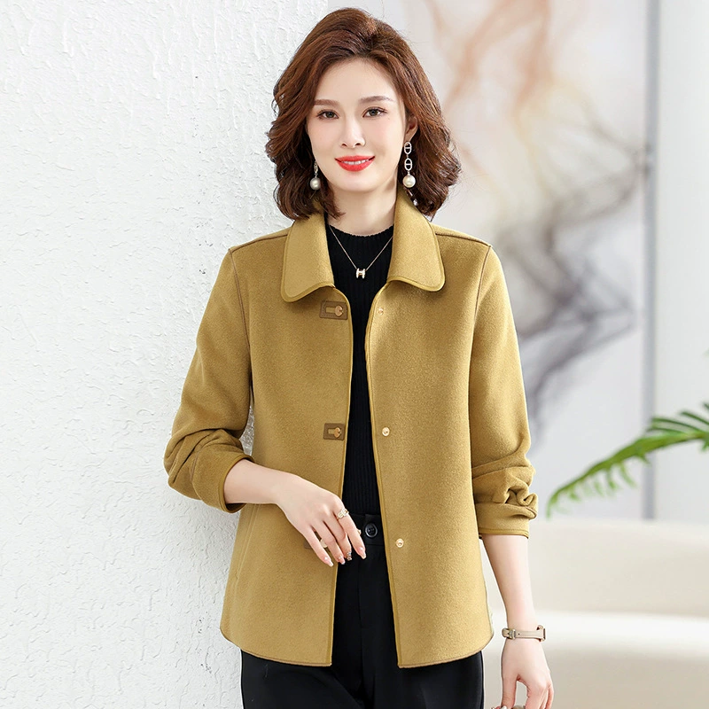 Весенний модный двусторонний шерстяной жакет для мамы, slim fit, 40+ лет, западный стиль, бренд