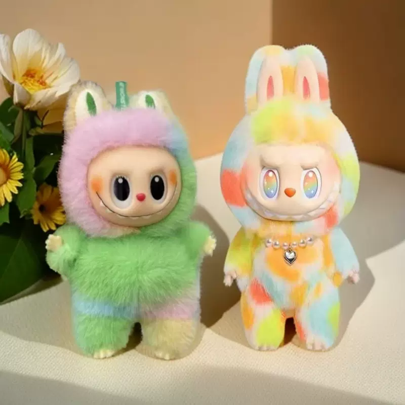 拉布布盲盒搪胶脸毛绒挂件拉布布娃娃三代四代五代拉布布公仔玩偶