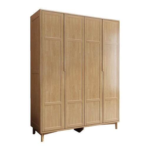 Nordic solid wood double door wardrobe bedroom rental room simple wooden household wardrobe small apartment combination storage cabinet