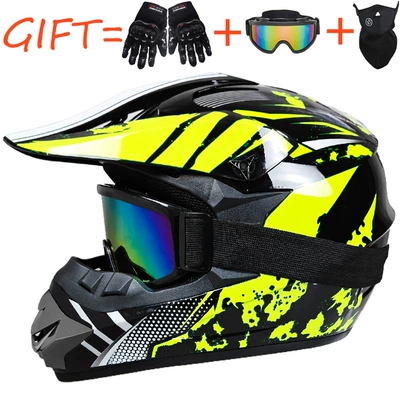 Electric Bike Helmets, Motosiklet kaskı (dəbilqə) - yellow-storm-goggles-gloves-mask-s