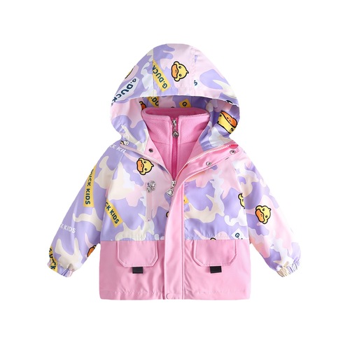 Little Yellow Duck Children's Windbreaker 2024 Two-piece Set Spring and Autumn Style Boys' and Girls' Three-in-One Windproof and Warm Coat