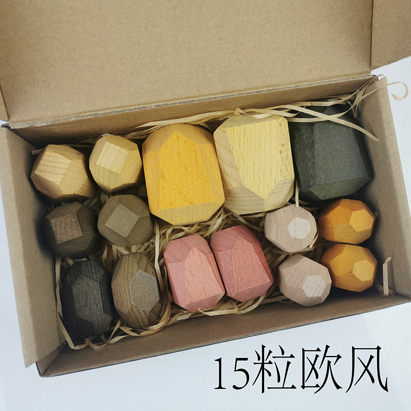 En stock transfronterizo Nórdico ins estilo colorido piedra educación temprana piedra apilada música de los niños de juguete de madera adornos