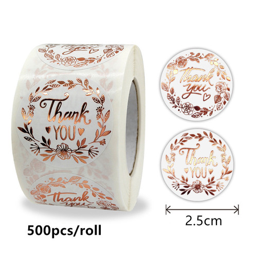 2.5cm roll thank you olive branch hot rose gold self-adhesive sticker label self-adhesive #20A-ZD17