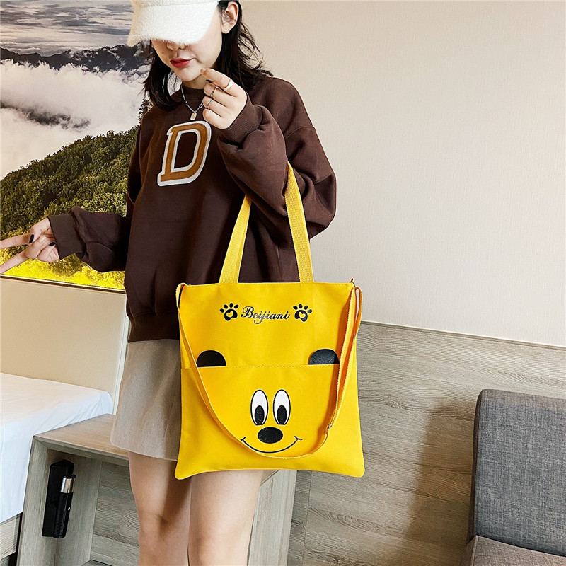 Bear pattern canvas reticule Shopping travel lady canvas The single shoulder bag fashion Simple Messenger Bag