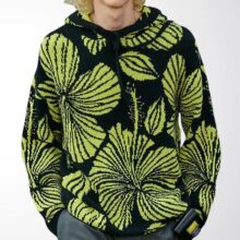 跨境外贸男装欧美宽松套头毛衣春秋款提花连帽套头针织衫男SY0035