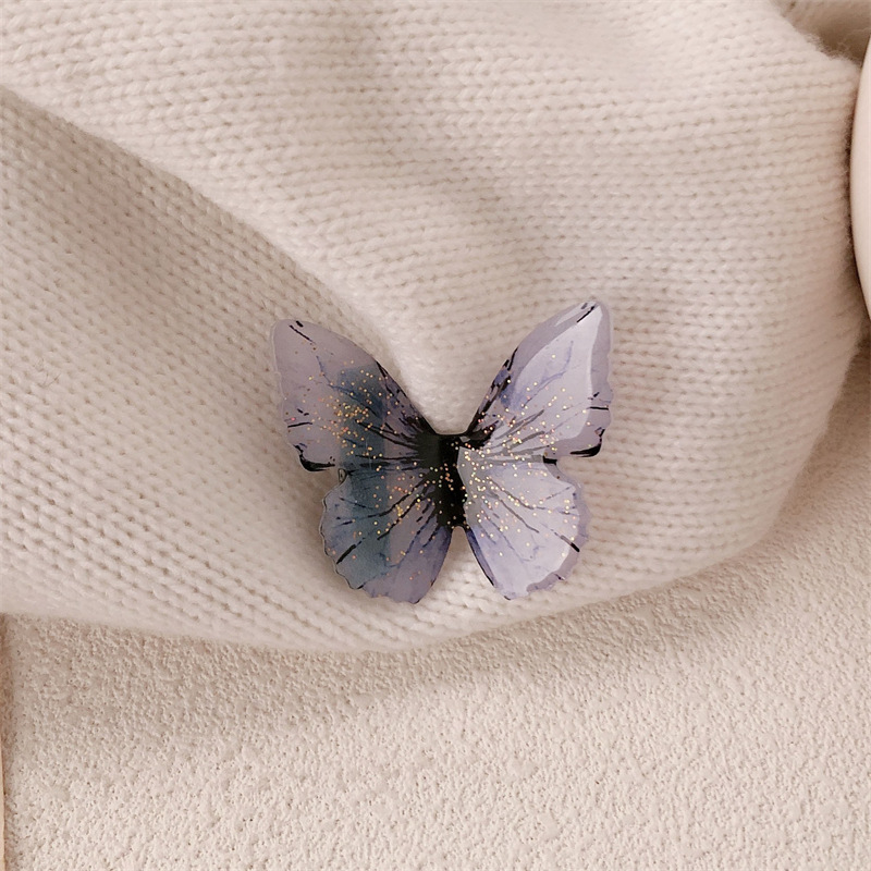 Super Fairy Retro Simulación Púrpura Azul Mariposa Clip Exquisito Flash Fino Clip de flequillo Horquilla Clip lateral Clip de pico de pato Accesorios para el cabello de todo fósforo
