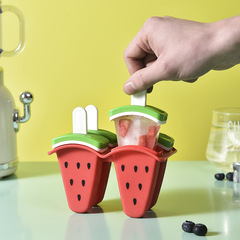 スイカの果物の形のアイスクリームの鋳型diy家庭用シリカゲルの自作の氷の棒のかわいい漫画のアイデアは蓋の氷の格を持ちます。