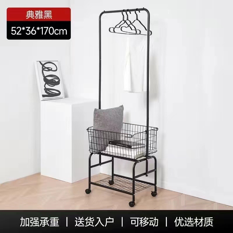 轻奢简约衣帽架卧室挂衣架家用房间衣服挂架北欧带轮移动收纳架子|undefined