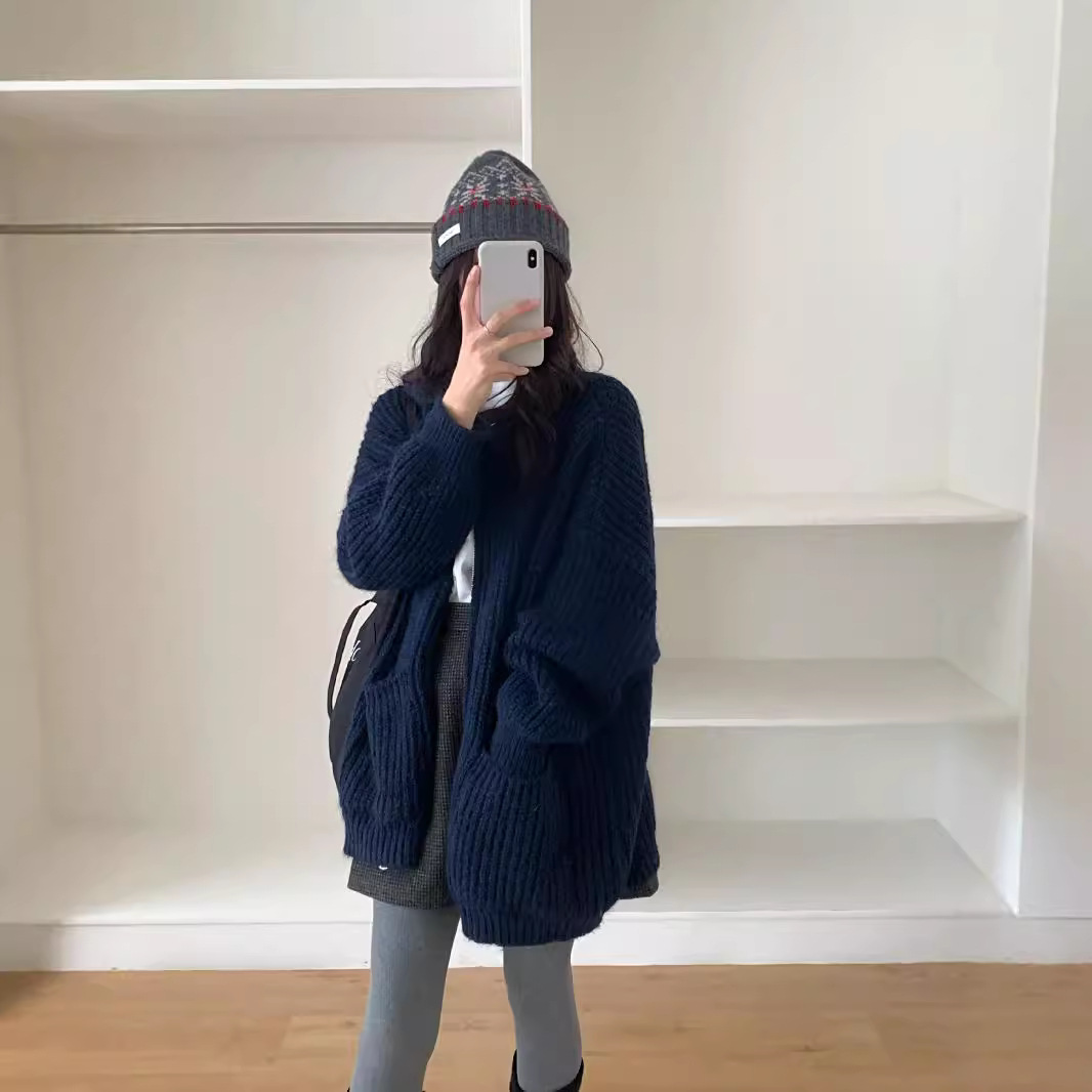 24 invierno Puyuan otoño invierno con cremallera suéter Cardigan 2024 nuevo estilo gris image 3