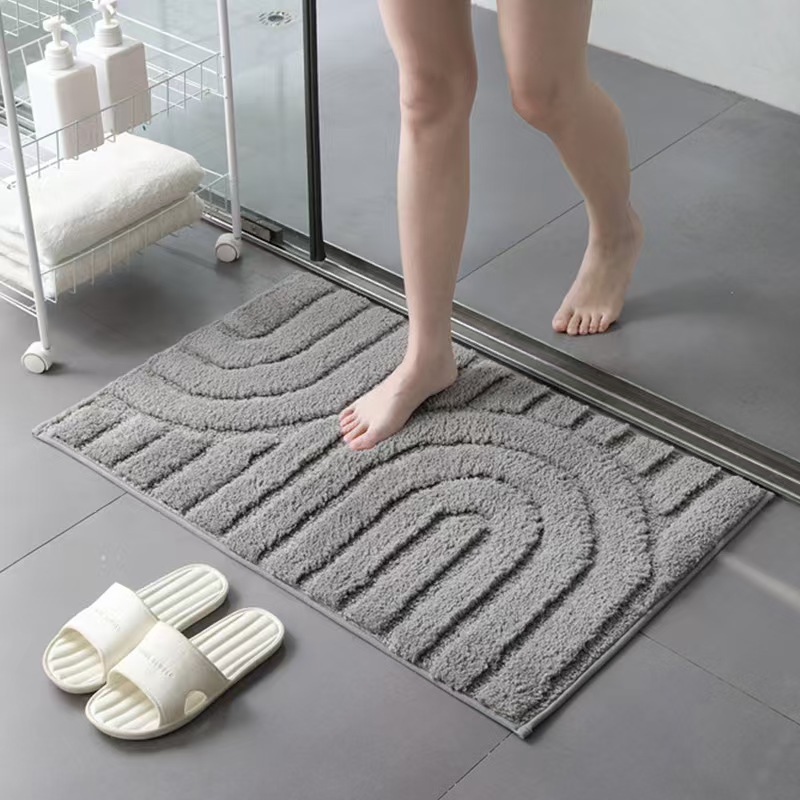 Flocked simple alfombra gruesa alfombra de baño estera antideslizante absorción de agua lavable máquina sala de estar dormitorio estera de puerta