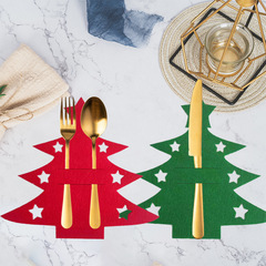 クロスボーダークリスマス装飾品フェルト布ナイフフォークセットパーティーミニクリスマスツリーフォークスプーン食器袋フォークスプーン袋装飾