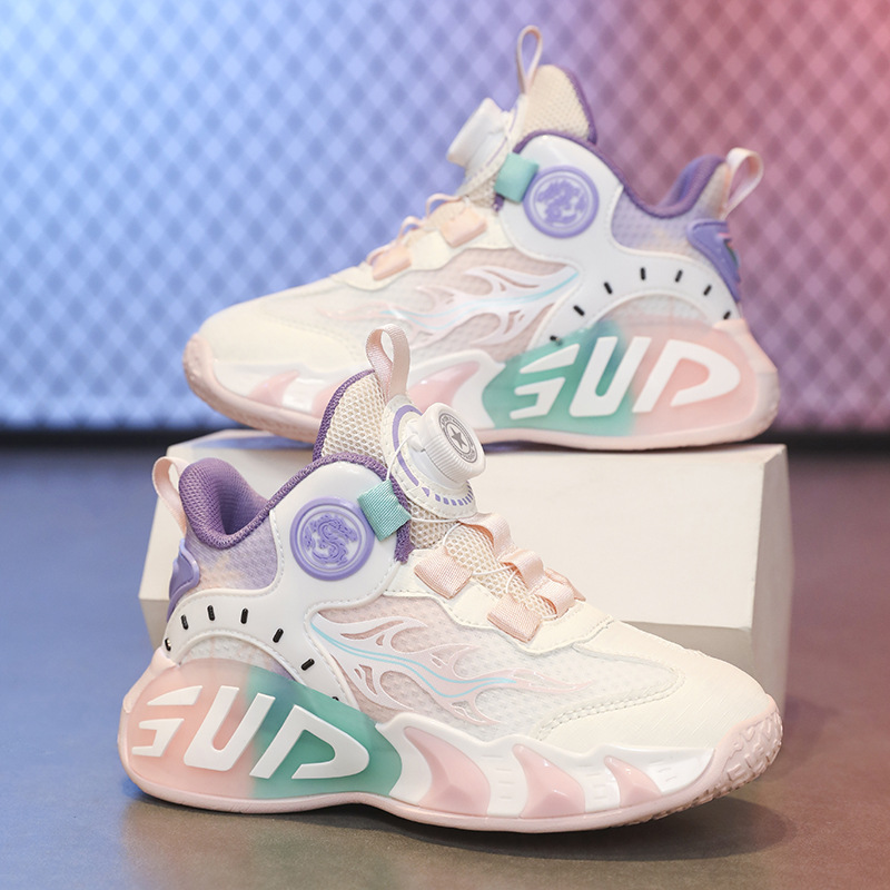 Calzado de baloncesto para niños Calzado deportivo para niños y niñas 2025 verano nuevo estilo malla transpirable zapatos de entrenamiento ligeros por lotes