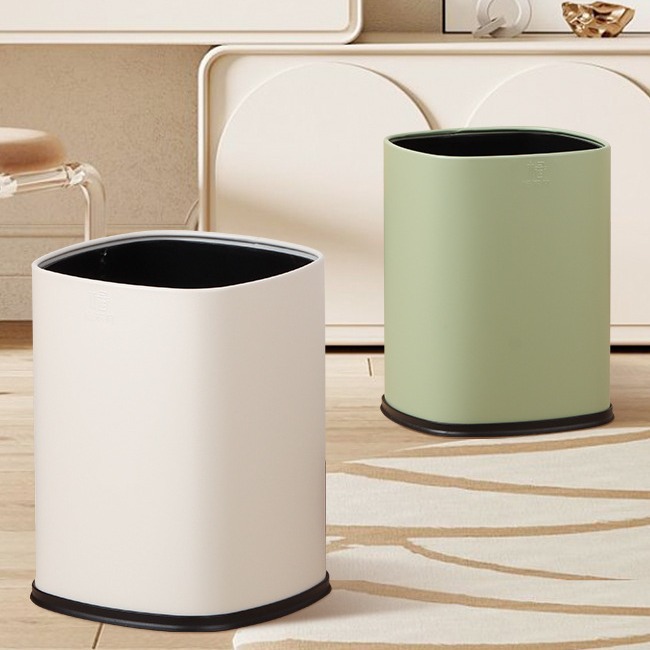 Open-Top Stainless Steel Trash Bin – Large Capacity (12L/16L) (Cream White/Night Black/Starlight Silver/Tungsten Steel)​_voghion.com