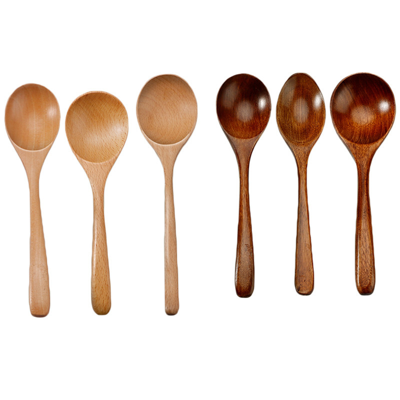 Cuchara de madera doméstica para comer con mango largo, cuchara de madera grande, cuchara de arroz seco en polvo, cuchara de ramen japonesa, cuchara pequeña Z