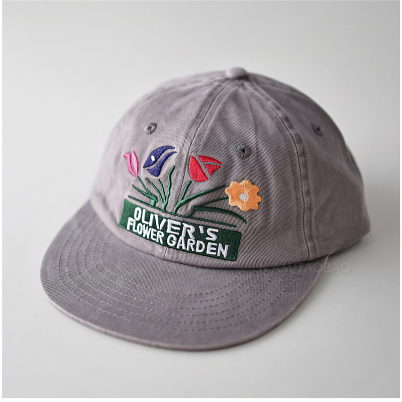 韩版小众设计花朵刺绣平檐棒球帽男女款创意时尚休闲百搭遮阳帽|undefined