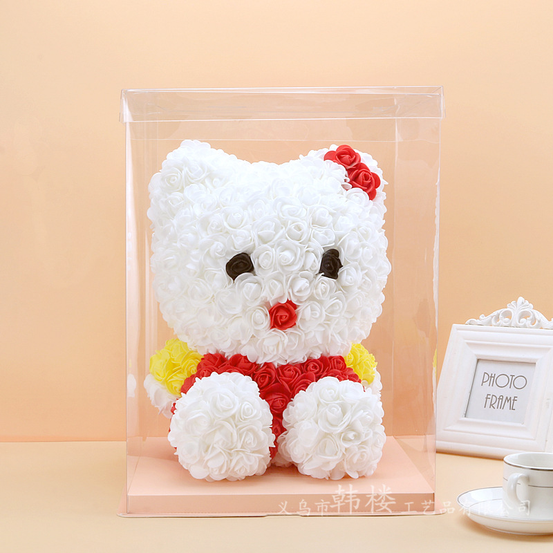 Flor preservada oso rosa 520 regalo del Día de San Valentín tienda de flores supermercado PE espuma flor abrazo oso rosa