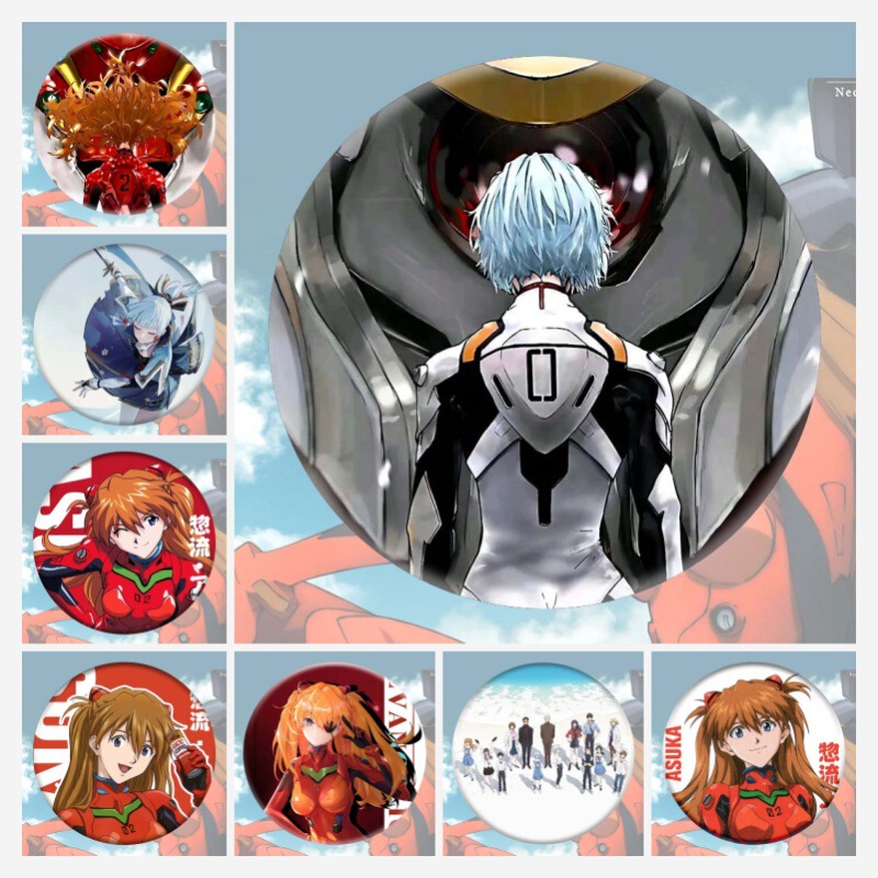 Japanese Anime Evangelion Asuka Same Style Badge Mirror Keychain Fan Peripherals