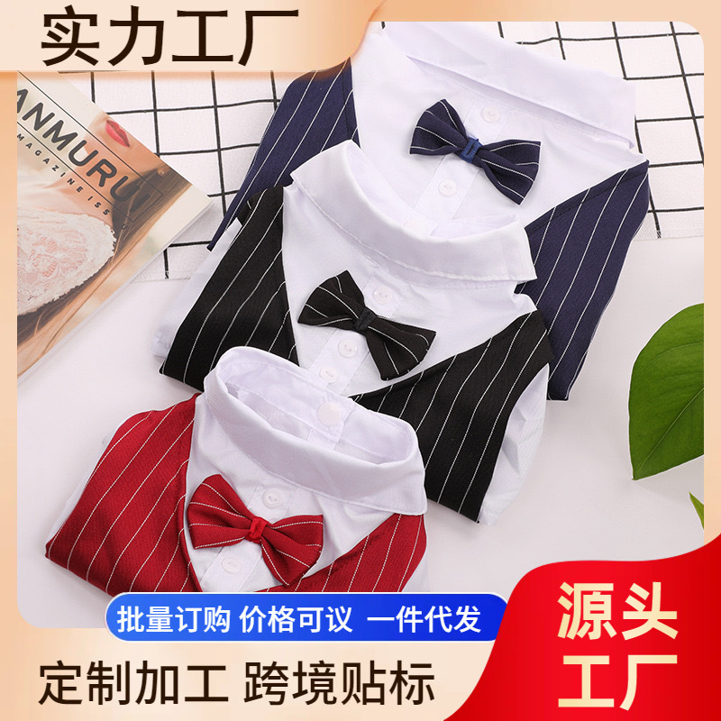 New Pet Cat Spring and Summer Clothes Thin Suit Shirt Suit Wedding Dress Wedding Teddy Dog Large
