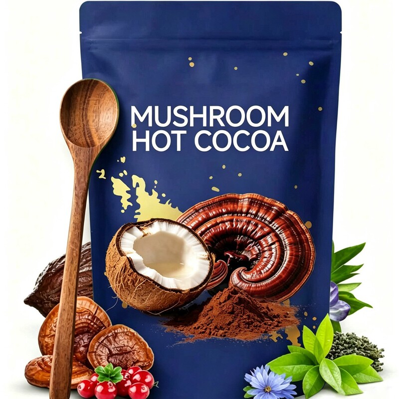 New Product: Mushroom Cocoa Powder Solid Drink, Customizable Mushroom and Ganoderma Chocolate Coffee Companion, Export Processing