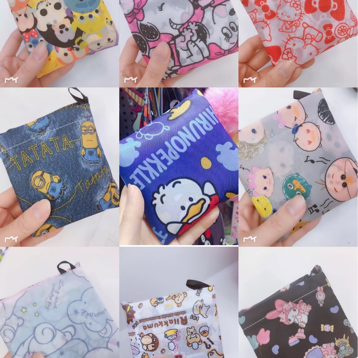 Cartoon small folding shopping bag, polyester