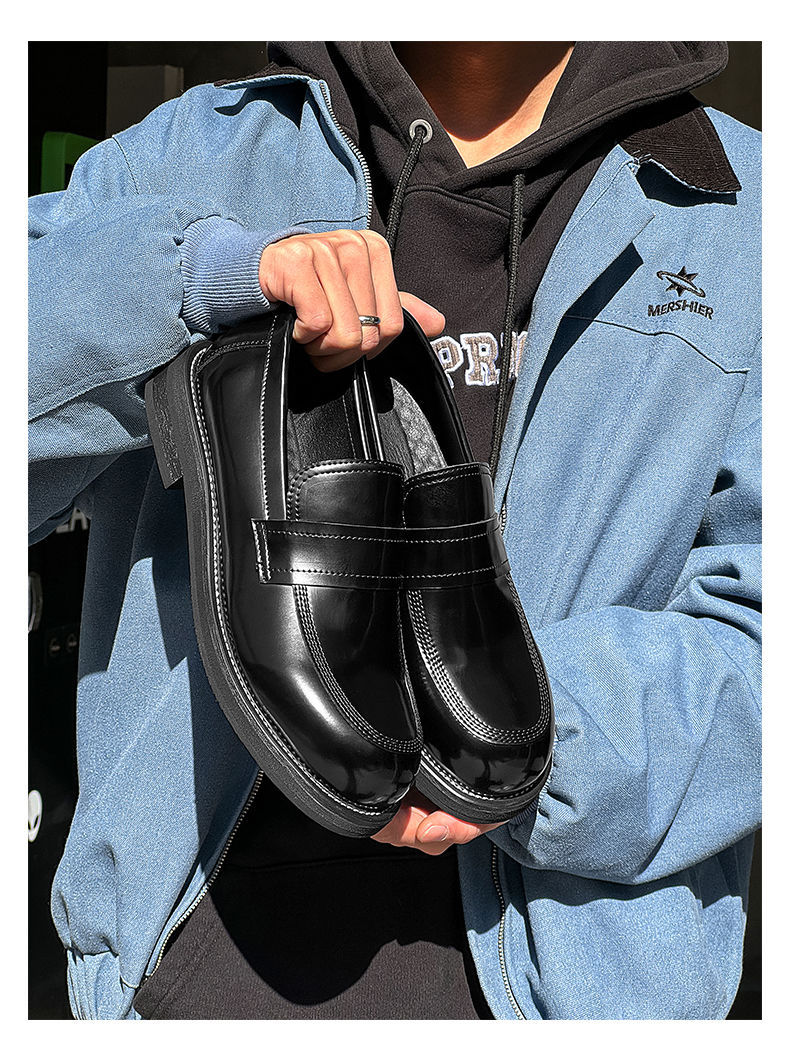 Mocassini casual da uomo ShoeVault in pelle con suola spessa, stile britannico alla moda, slip-on con rialzo, adatti per il lavoro e l'ufficio_voghion.com